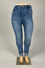 LEG-K   “VOCAL” {Jewels} Med Blue Jean w/Jewels on Cuff PLUS SIZE XL 2X 3X