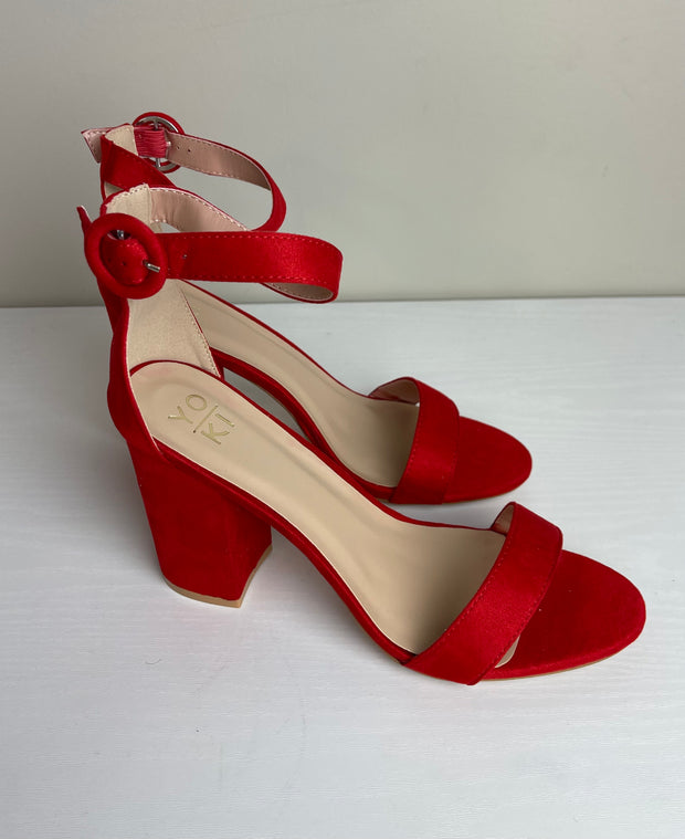 SALE!! SHOES {Statement Piece} Red Suede Ankle Strap Heels