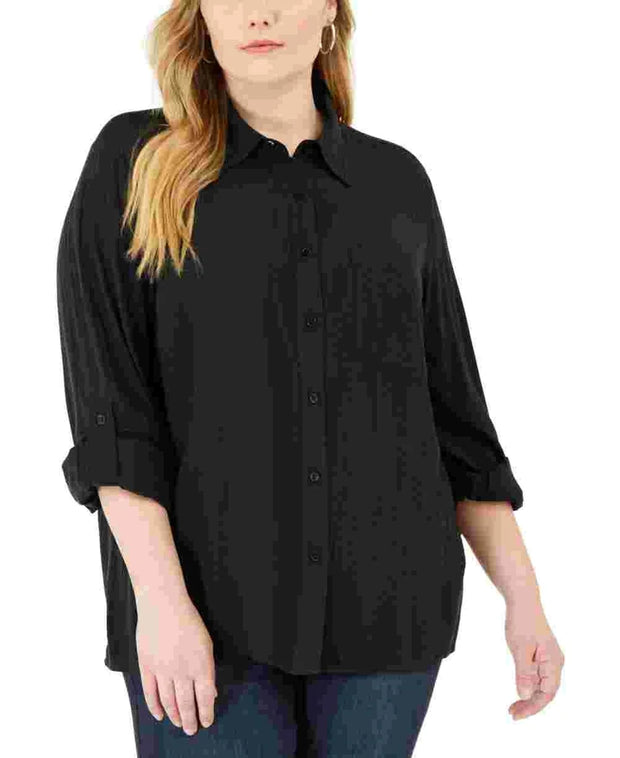 SLS-A  M-109   {Michael Kors} Black Textured Tunic SALE!!! Retail 84.00  2X