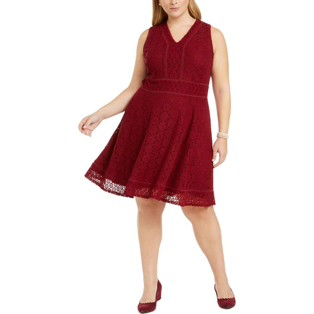 SALE!! LD-D M-109  {Charter Club} Maroon Lace Dress Retail 109.50 PLUS SIZE 1X 2X 4X