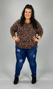 71 PQ-B {Leopard Attached} Dark Brown Leopard Print Tunic EXTENDED PLUS SIZE 3X 4X 5X