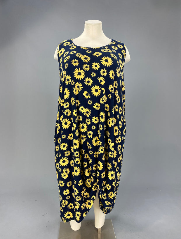 LD-Z {My Sweet Daisy} Black Daisy Print Sleeveless Dress CURVY BRAND!!!  EXTENDED PLUS SIZE 4X 5X 6X