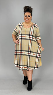 89 PSS-X {Missing Pieces} Taupe Gingham V-Neck Dress SALE!!!!  EXTENDED PLUS SIZE 3X 4X 5X