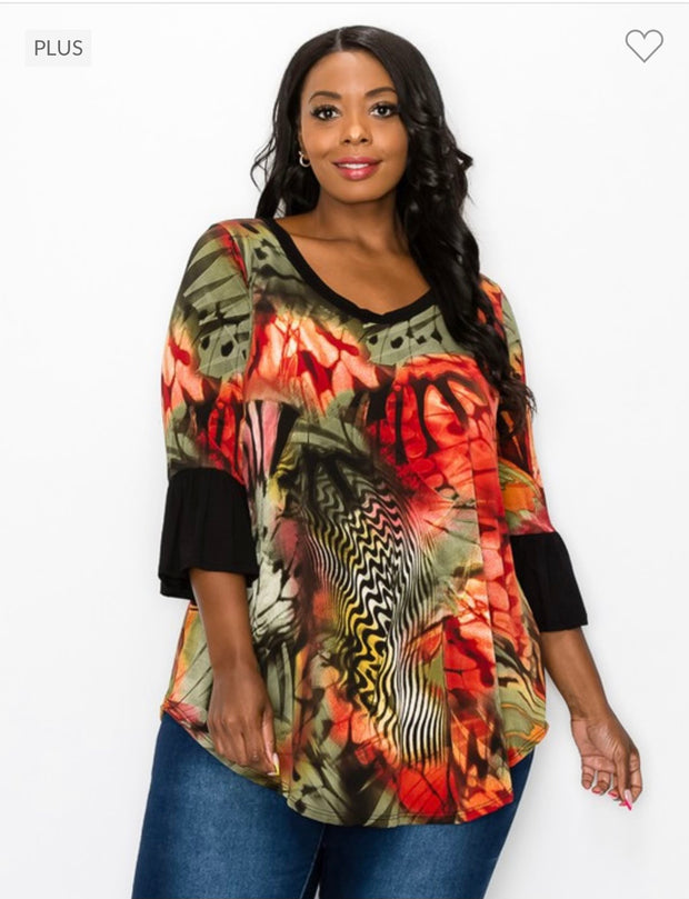 74 PSS-Z {Perfect To Me} Orange Animal Print Tunic SALE!!! CURVY BRAND!!! EXTENDED PLUS SIZE 4X 5X 6X