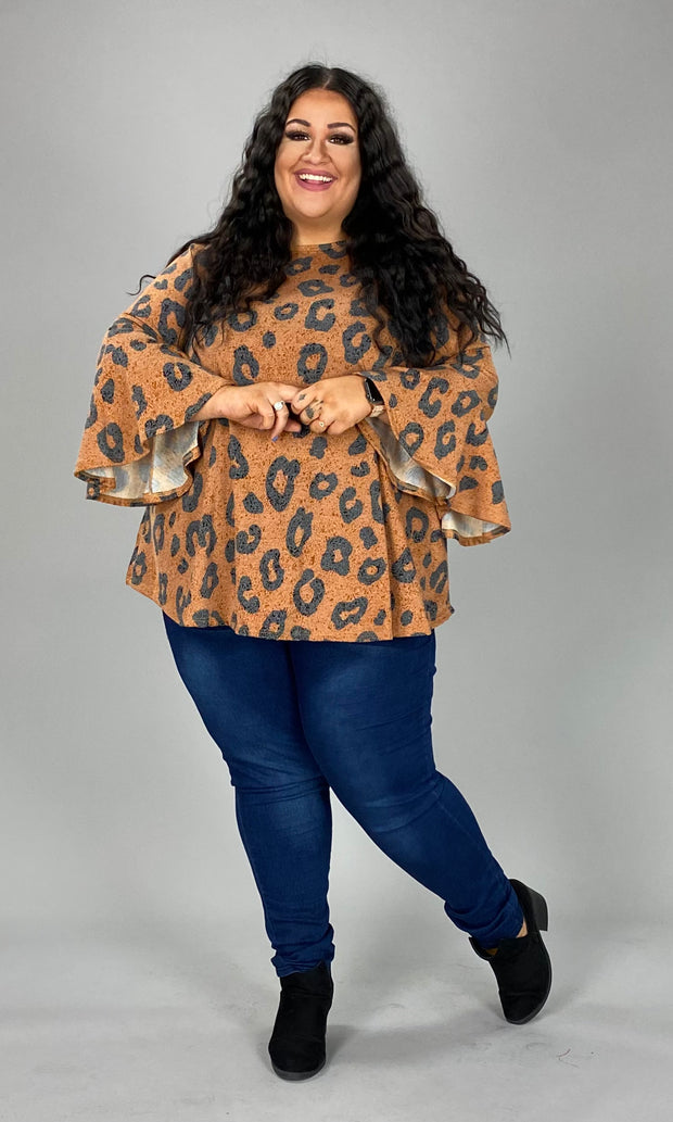 84 PQ-F {Love Never Fails} Brown Animal Print Top EXTENDED PLUS SIZE 3X 4X 5X