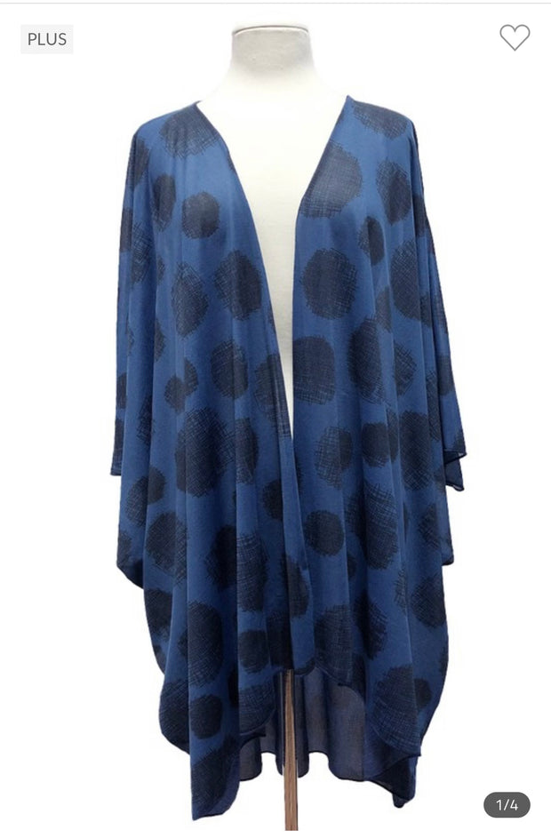 79 OT-A {Free To Unwind} Navy Print Cardigan SALE!!!  PLUS SIZE 1X 2X 3X