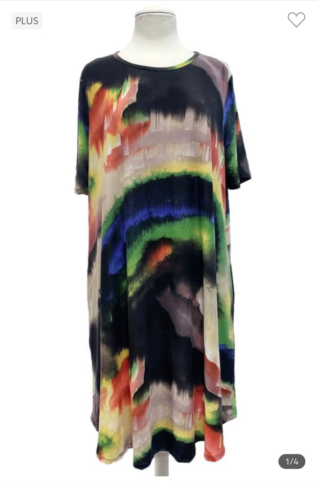 97 PSS-Q {Believe This} Purple/Multi-Color Print Dress PLUS SIZE 1X 2X 3X