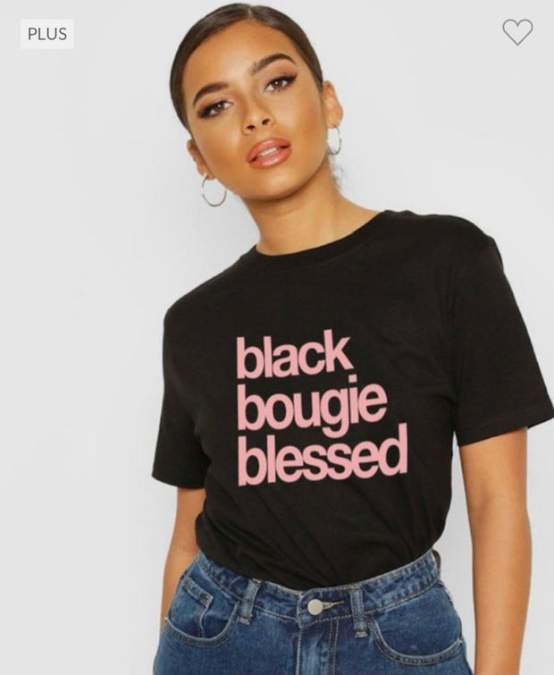 SALE!! 28 GT-Z {Black Bougie Blessed} Black Graphic Tee PLUS SIZE 1X 2X 3X