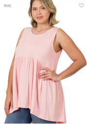 SALE!! 75 SV {Never Better} Dusty Pink Sleeveless Babydoll Top PLUS SIZE 1X 2X 3X