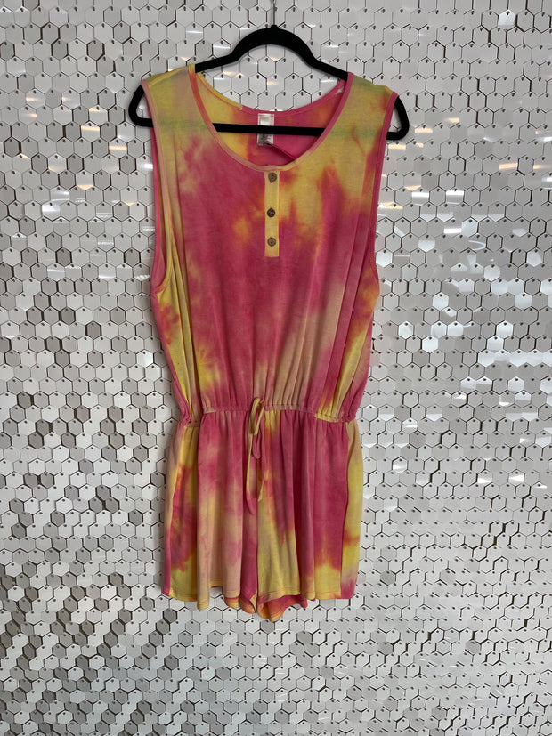 SALE!! RP-G {Sweet Memories} Pink/Yellow Tie-Dye Print Romper