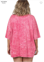 SALE!! 97 SQ-B {Old School Vibes} Rose Mineral Wash Top PLUS SIZE 1X/2X  2X/3X