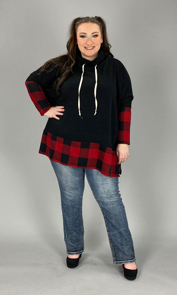 25 CP-L {My Attention} Black With Red Hem Hoodie PLUS SIZE XL 2X 3X